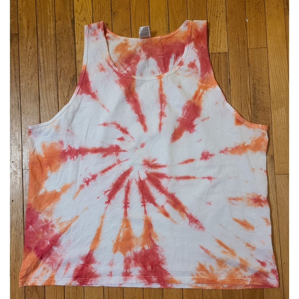 3X Orange & Red Tie Dye Tank Top - Picture 4 of 5